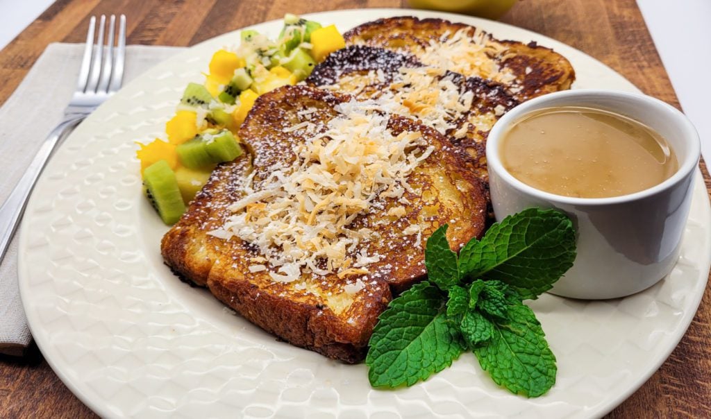 A beautiful plate of Hawaiian bread French toast.