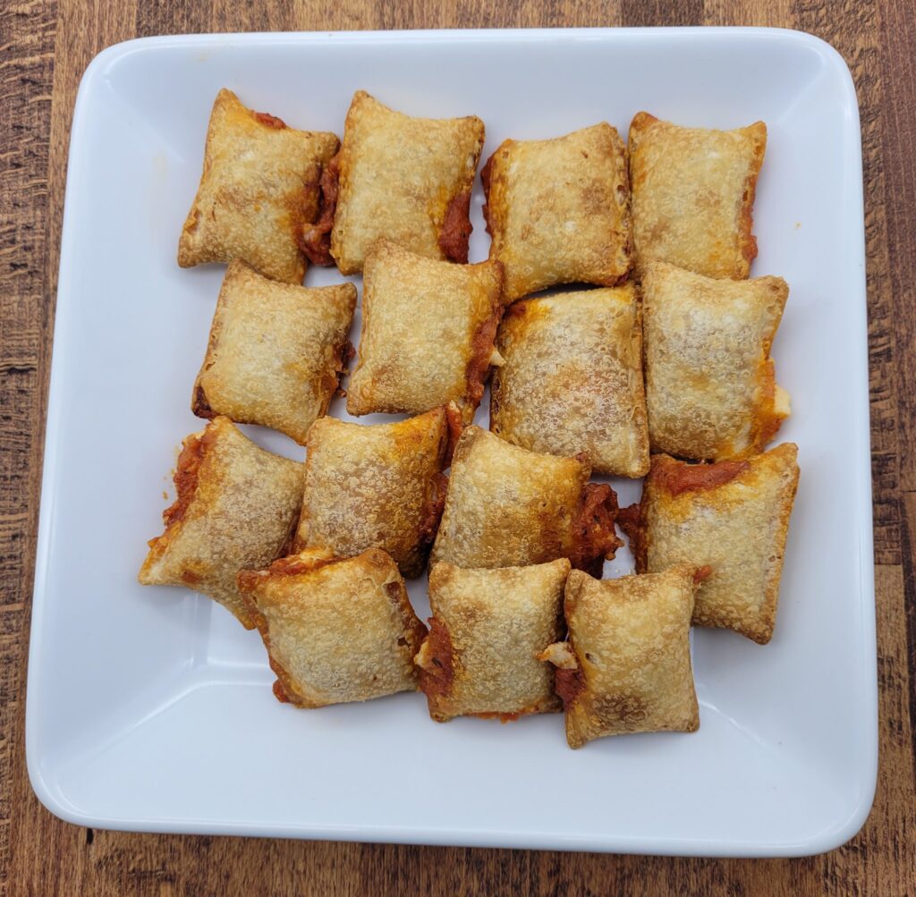 Plate of air fryer pizza rolls