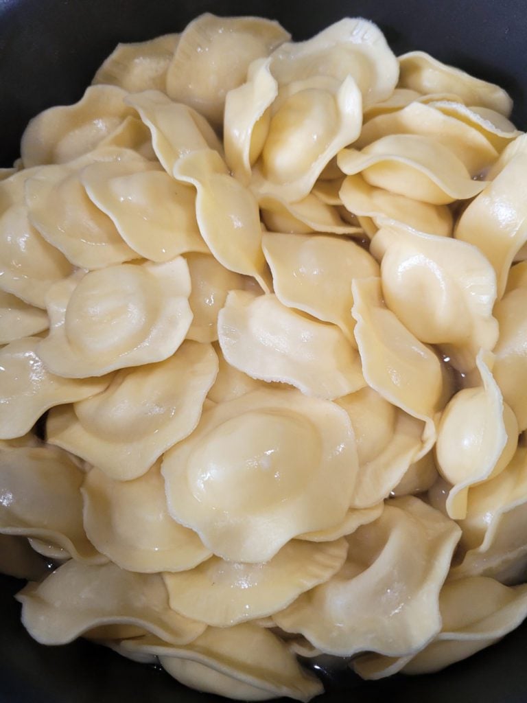 Freshly cooked ravioli