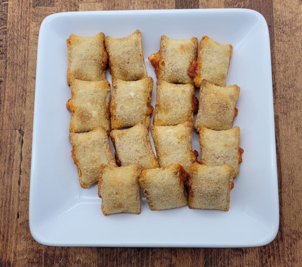 Plate of oven pizza rolls