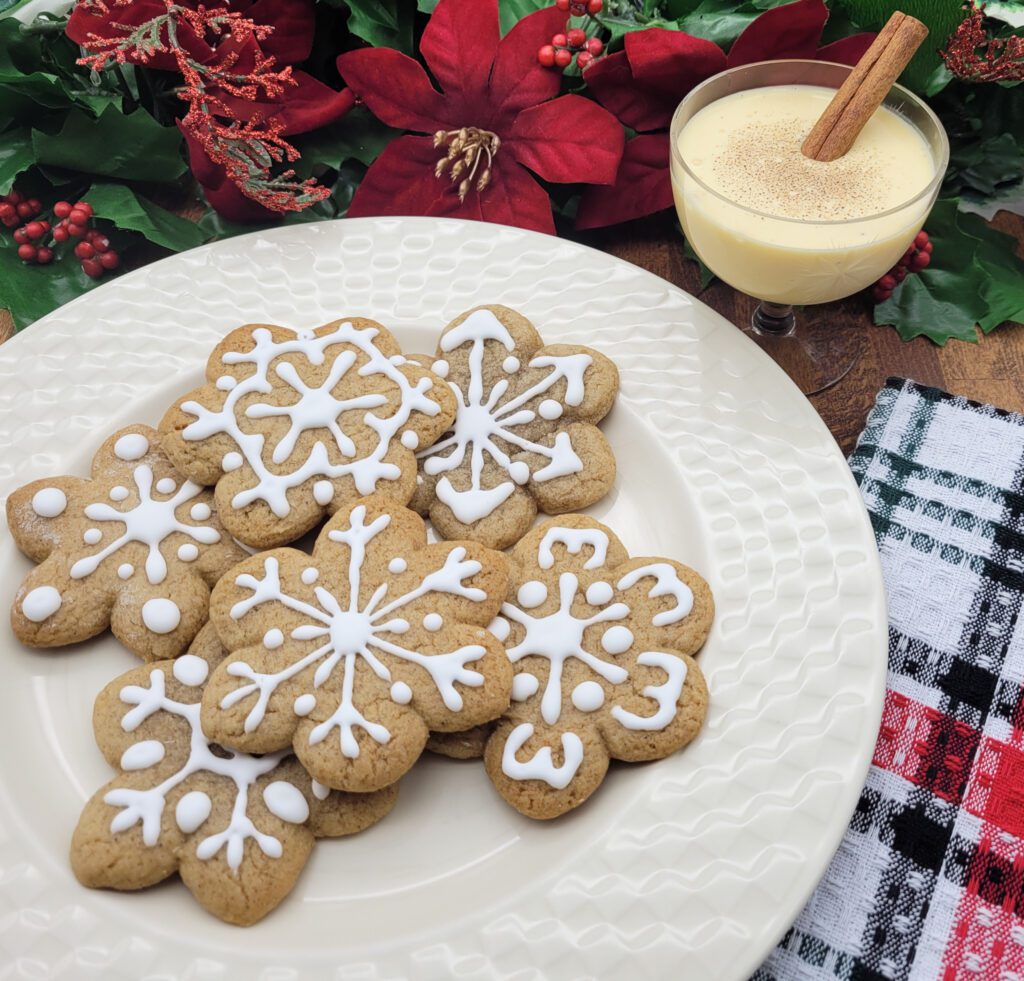 A festive plate of gingerbread cookies made without molasses
