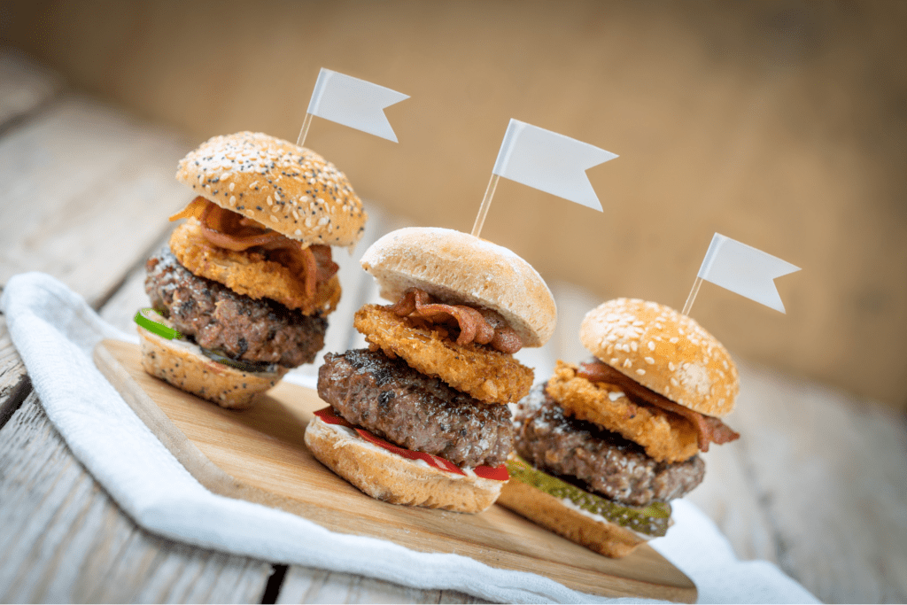 Three onion ring sliders