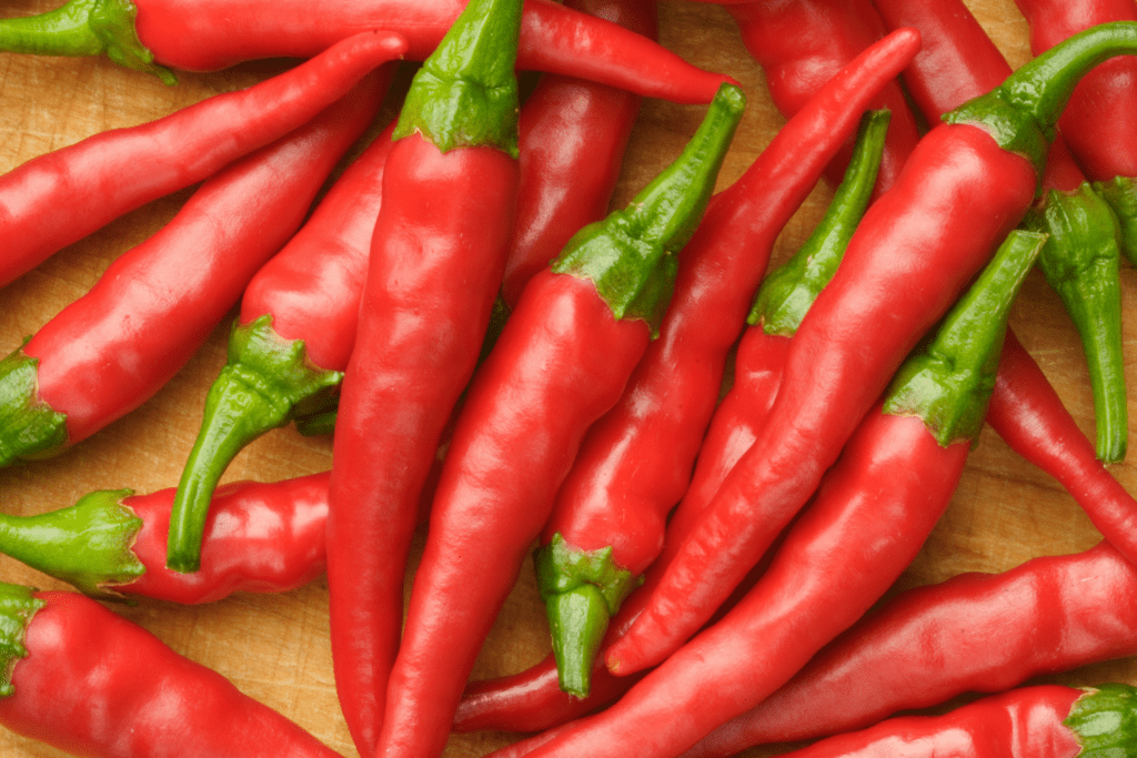 Many cayenne peppers
