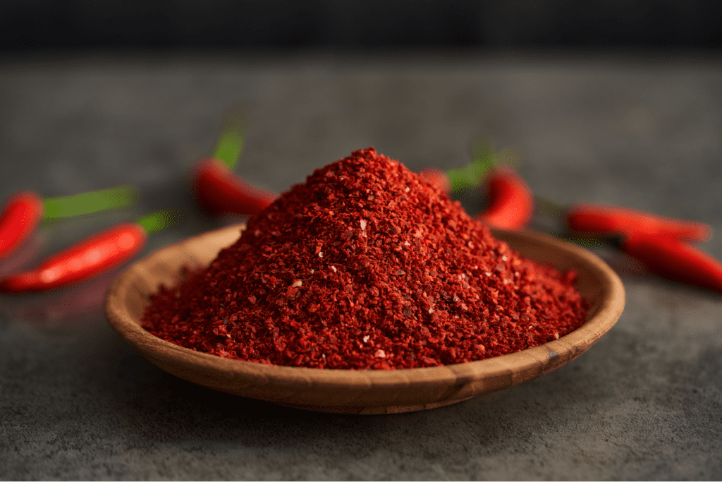 A bowl of ground cayenne pepper